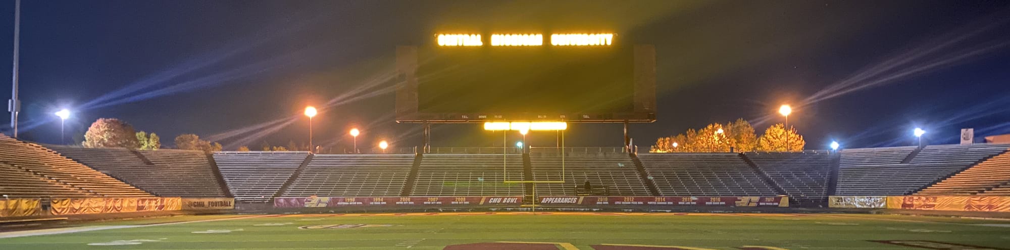 empty football stadium at night under the lights Santa Barbara