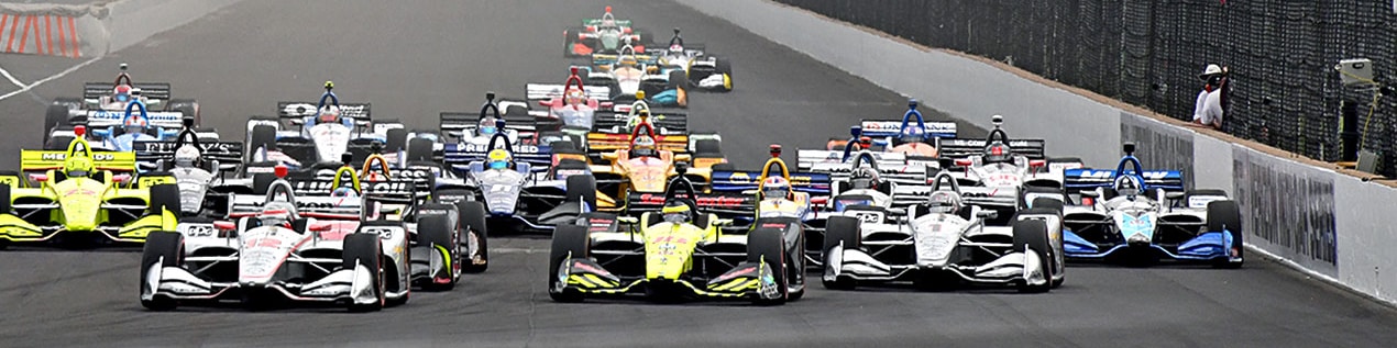 indy cars racing to through the start line Santa Barbara